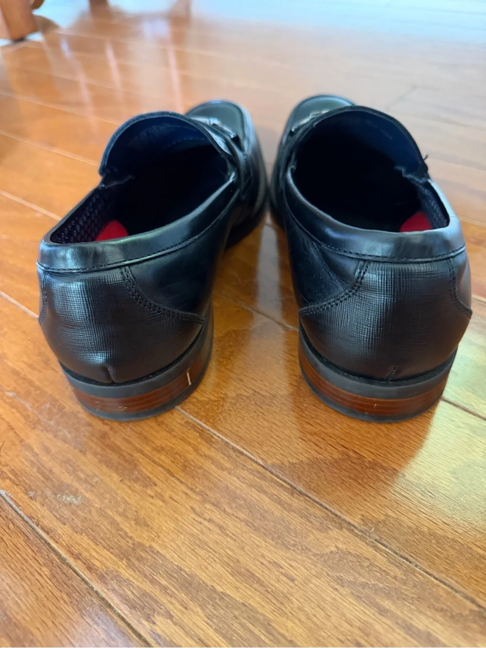 Stacy Adams Black Leather Bit Slip-On Loafers
